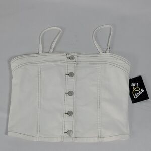 Art Class Denim CorseT Button-up Front W/ Removable Straps ~ White XL (14)